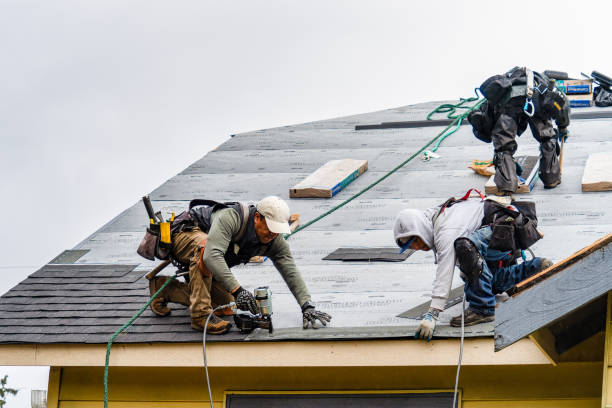 Professional Roofing technician working in Farmland, IN